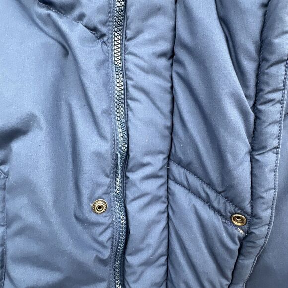 VTG St Johns Bay Mens Down Puffer Vest Size Large Blue Quilted Down Insulated - Picture 7 of 16